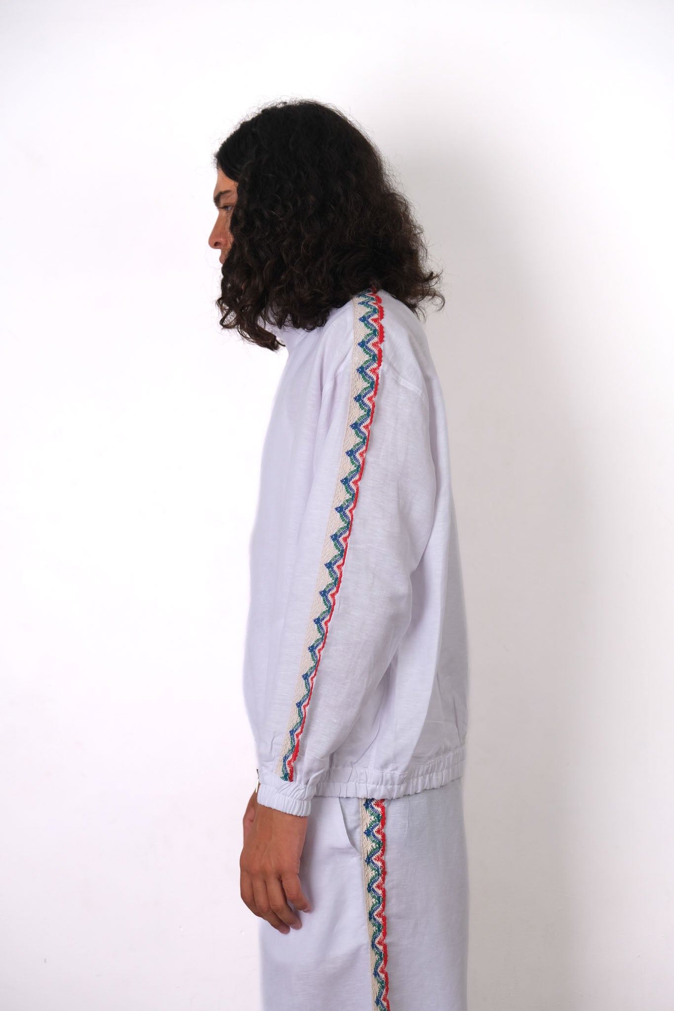 CROCHET TRIM TRACK JACKET WHITE