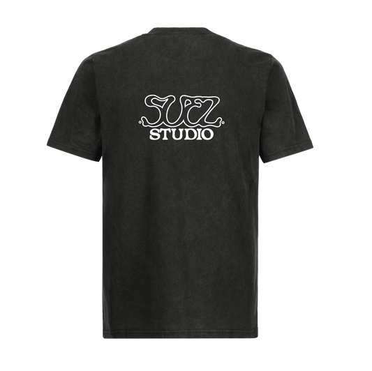 VINTAGE BLACK STYLISED LOGO TEE