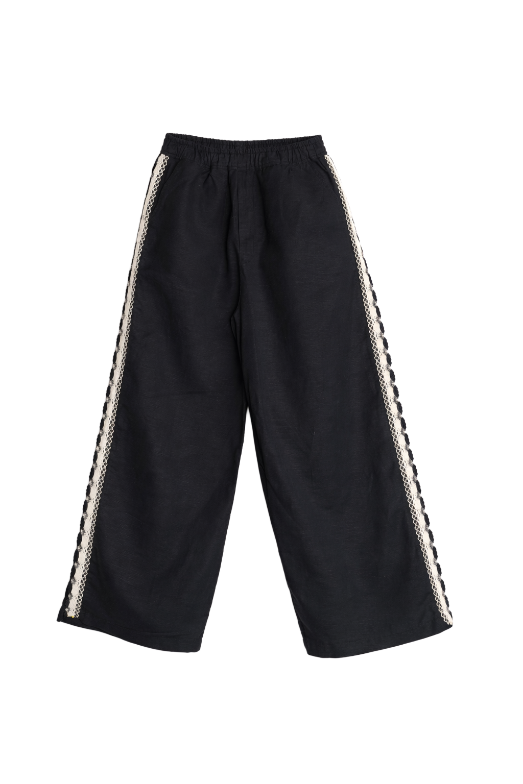 CROCHET TRIM WIDE LEG TROUSERS