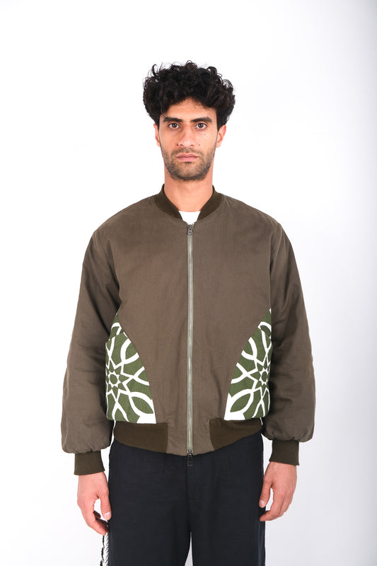 KHAYAMIYA APPLIQUE BOMBER JACKET KHAKI