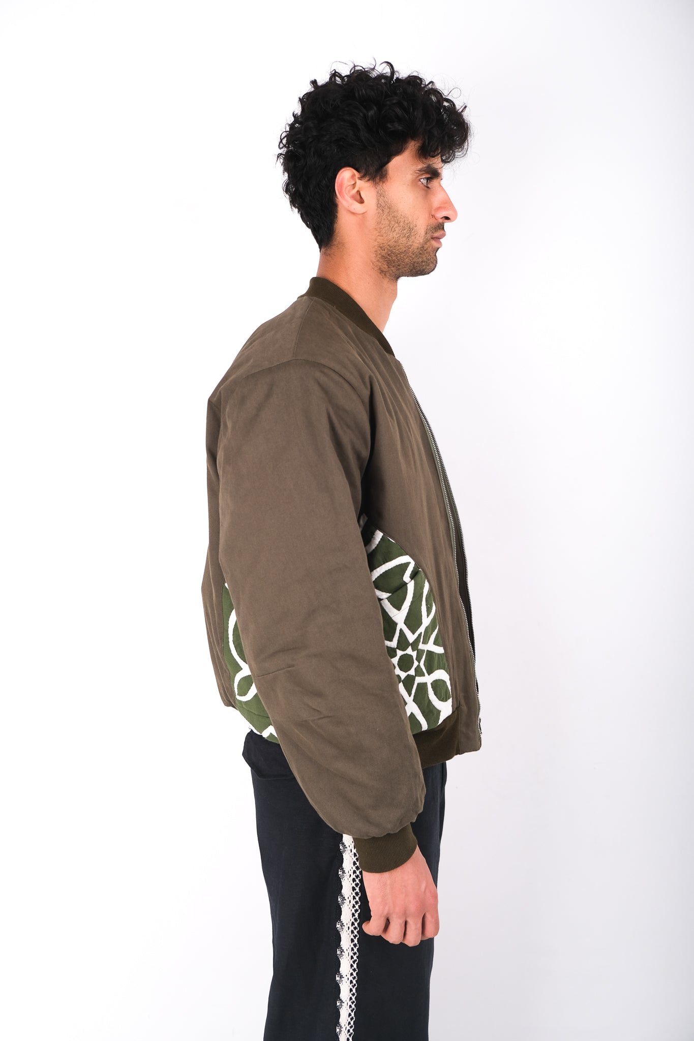 KHAYAMIYA APPLIQUE BOMBER JACKET KHAKI