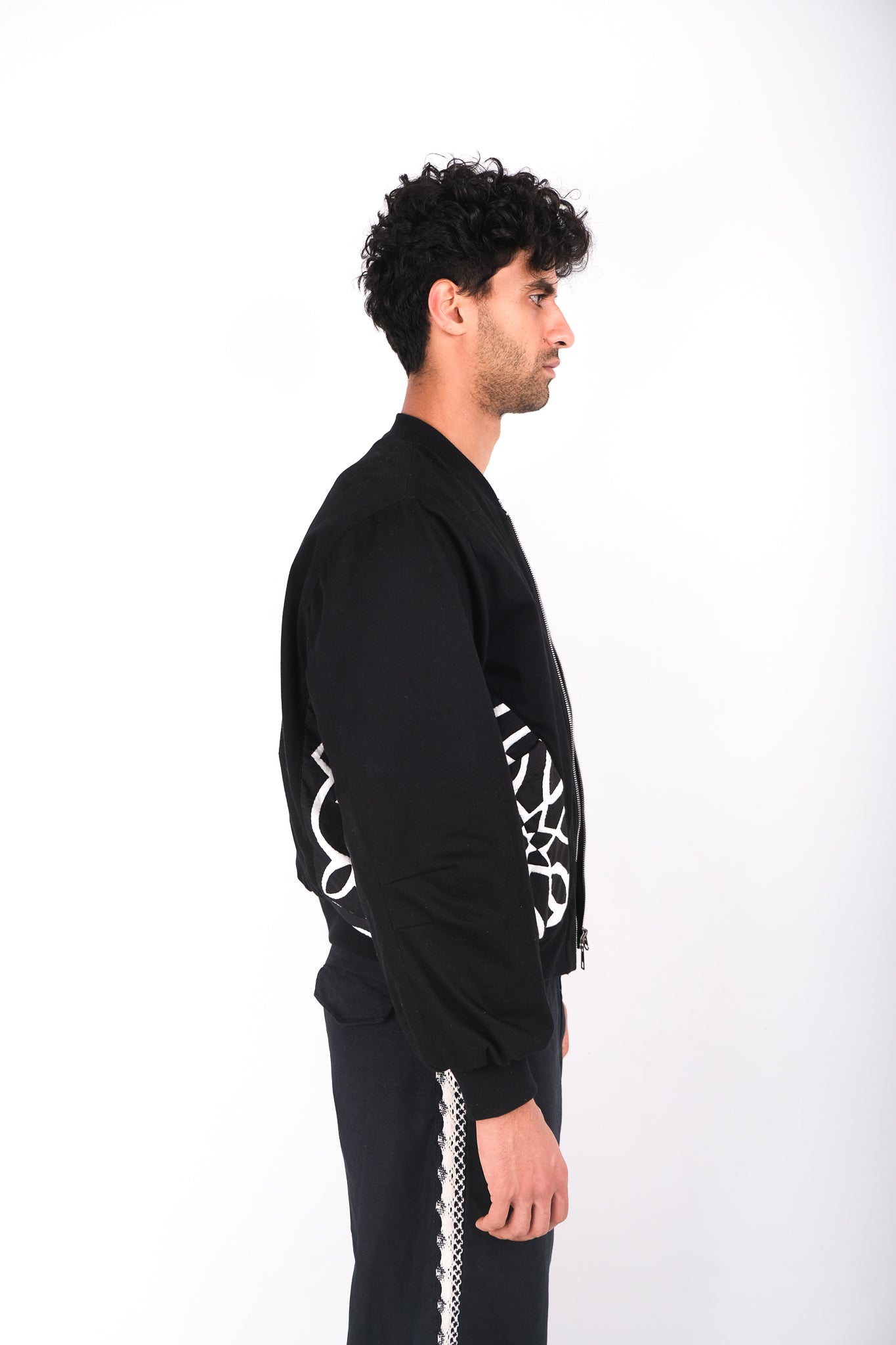 KHAYAMIYA APPLIQUE BOMBER JACKET BLACK