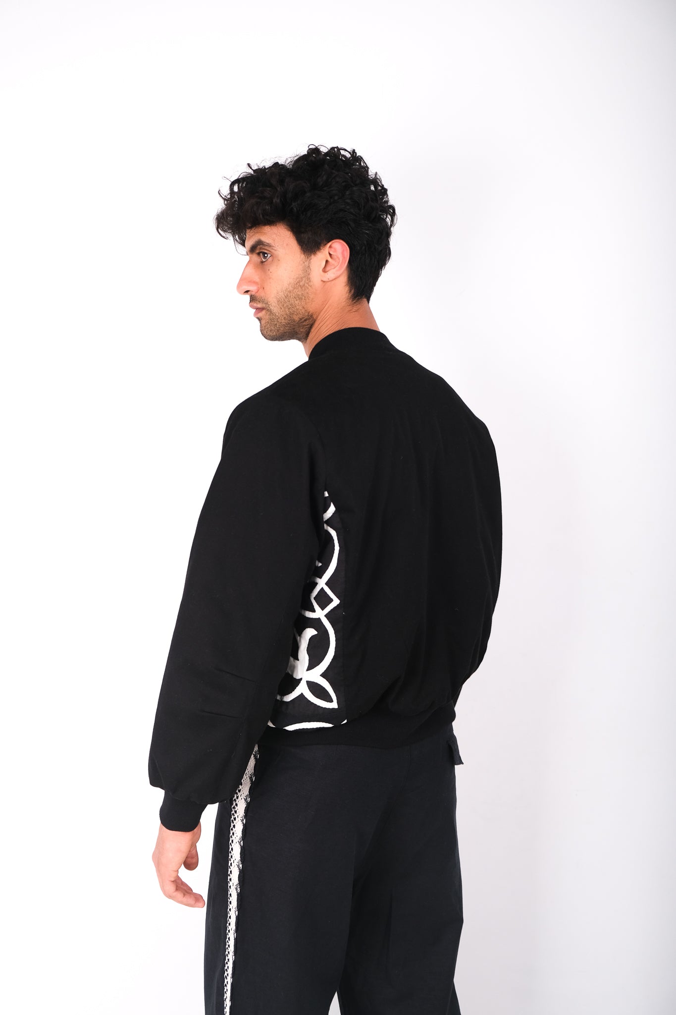 KHAYAMIYA APPLIQUE BOMBER JACKET BLACK