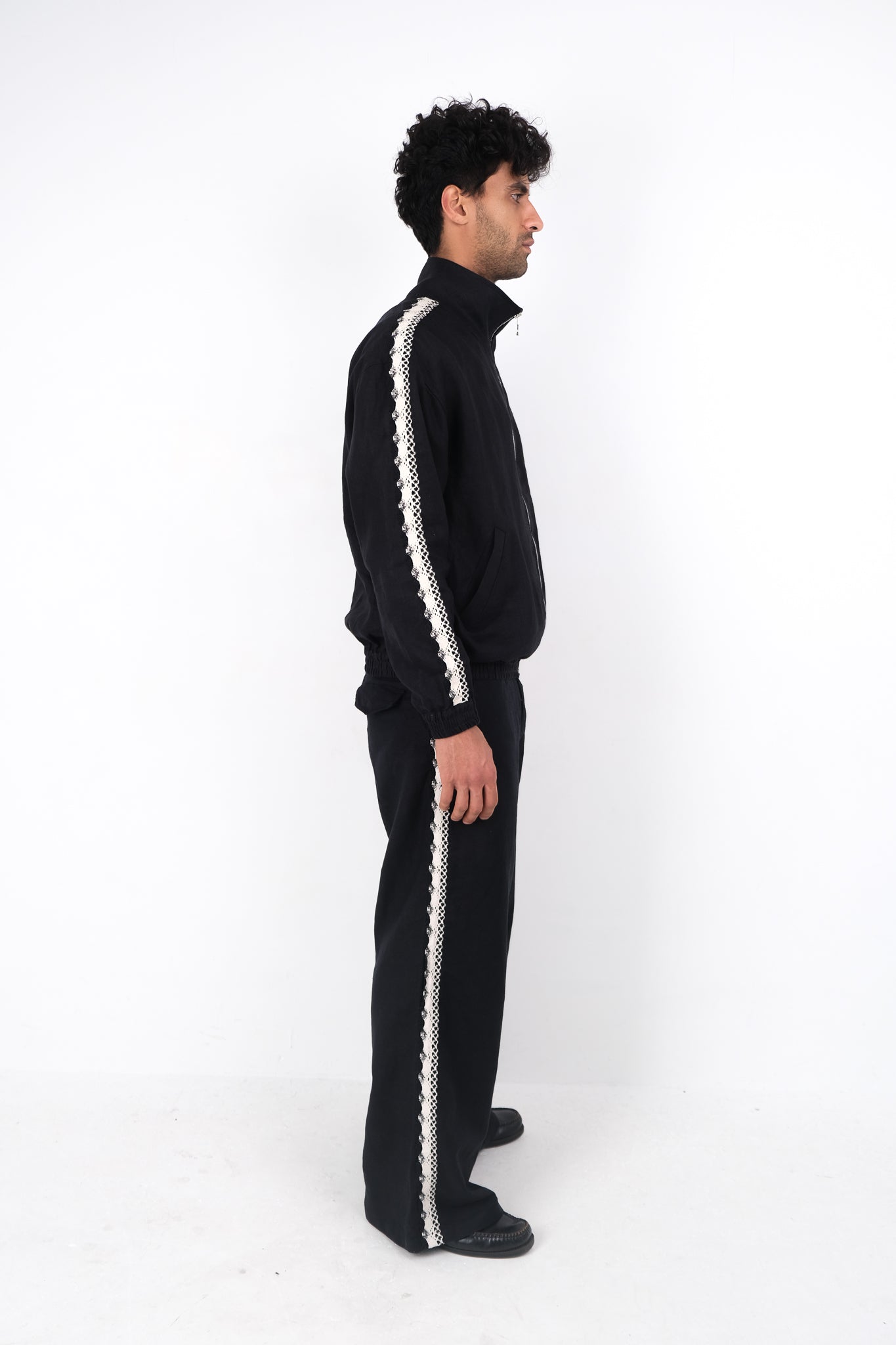 CROCHET TRIM WIDE LEG TROUSERS