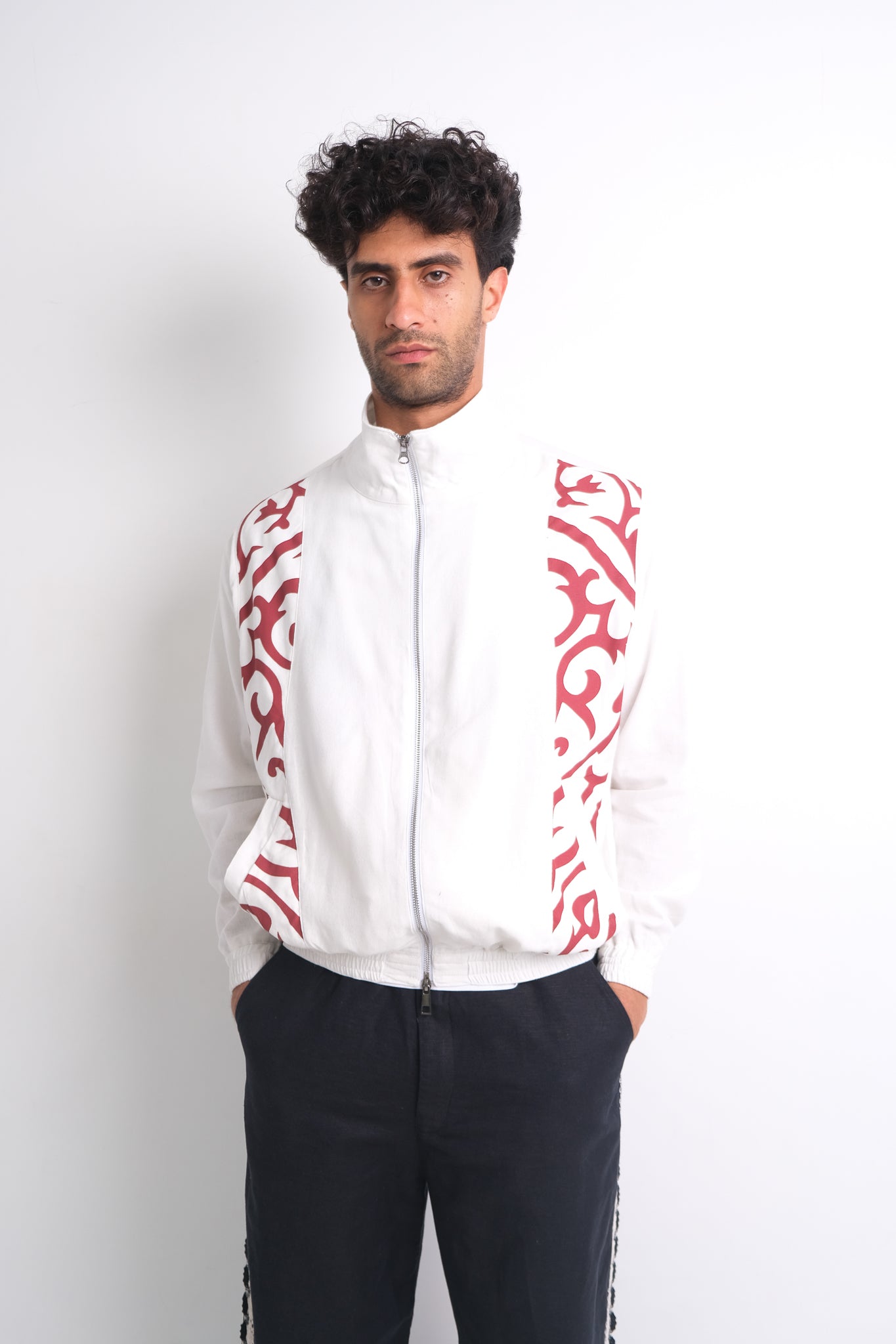 KHAYAMIYA TRACK JACKET WHITE/BURGUNDY