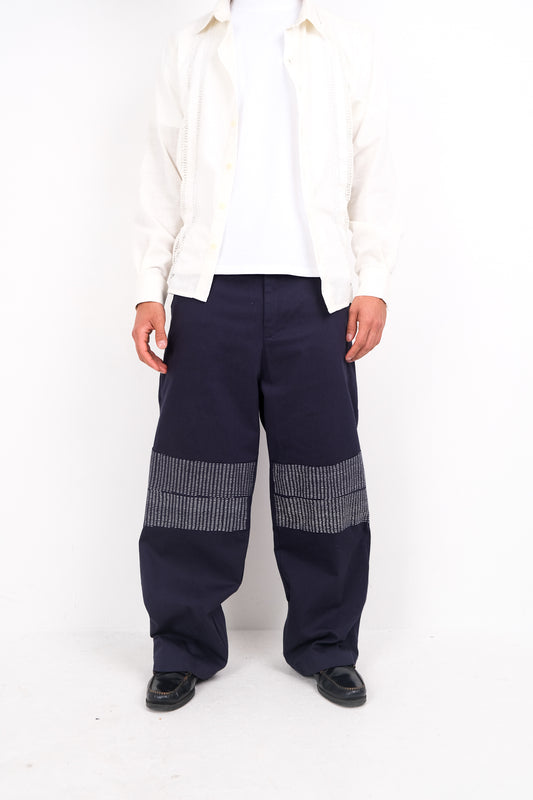 RUNNING STITCH WIDE LEG TROUSERS