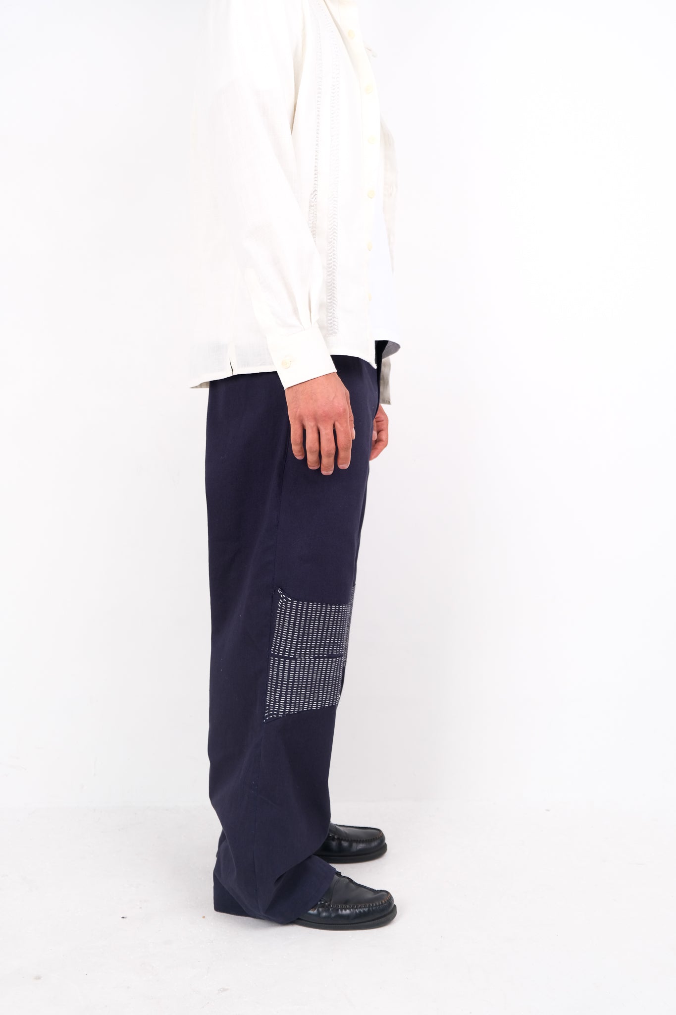 RUNNING STITCH WIDE LEG TROUSERS