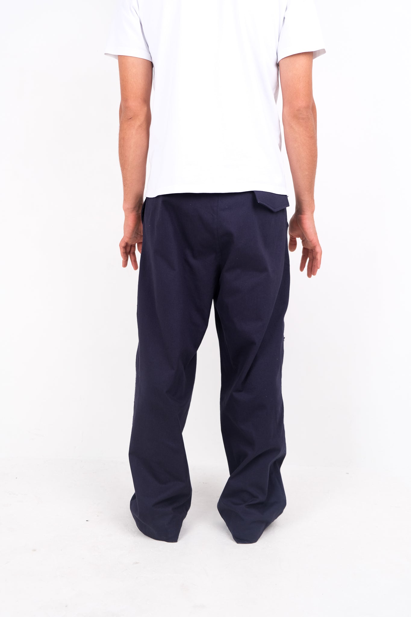 RUNNING STITCH WIDE LEG TROUSERS
