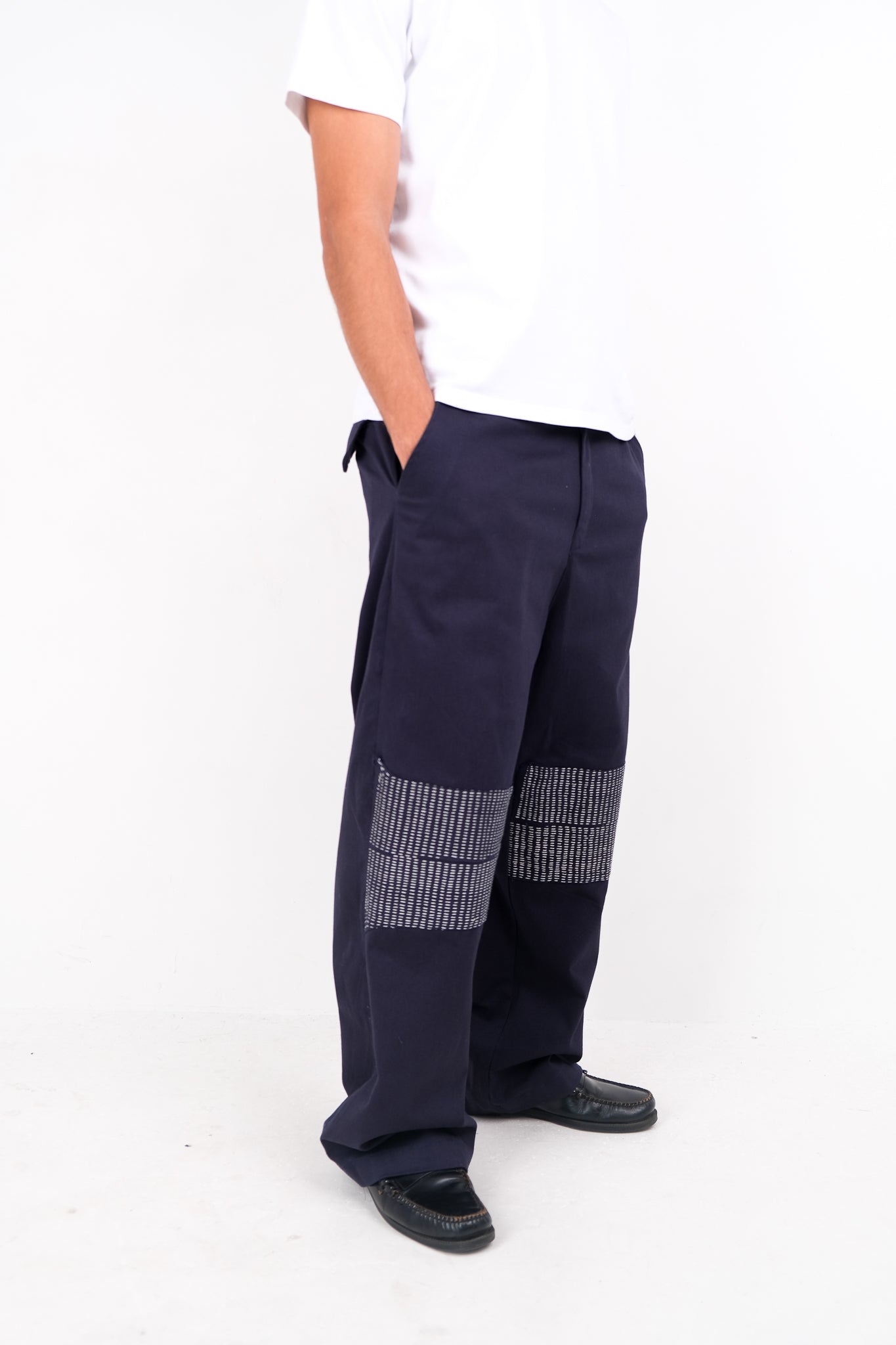 RUNNING STITCH WIDE LEG TROUSERS