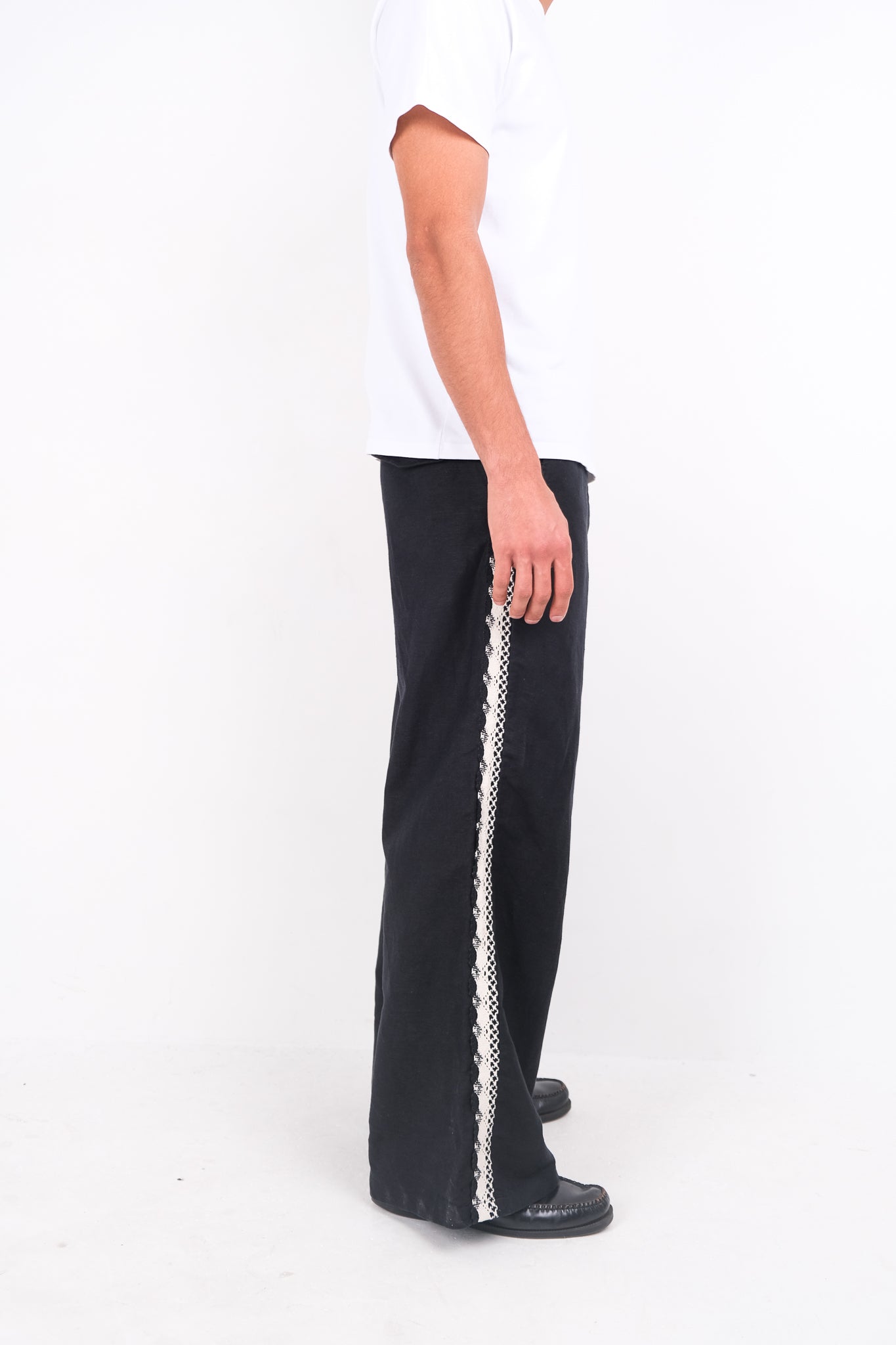CROCHET TRIM WIDE LEG TROUSERS