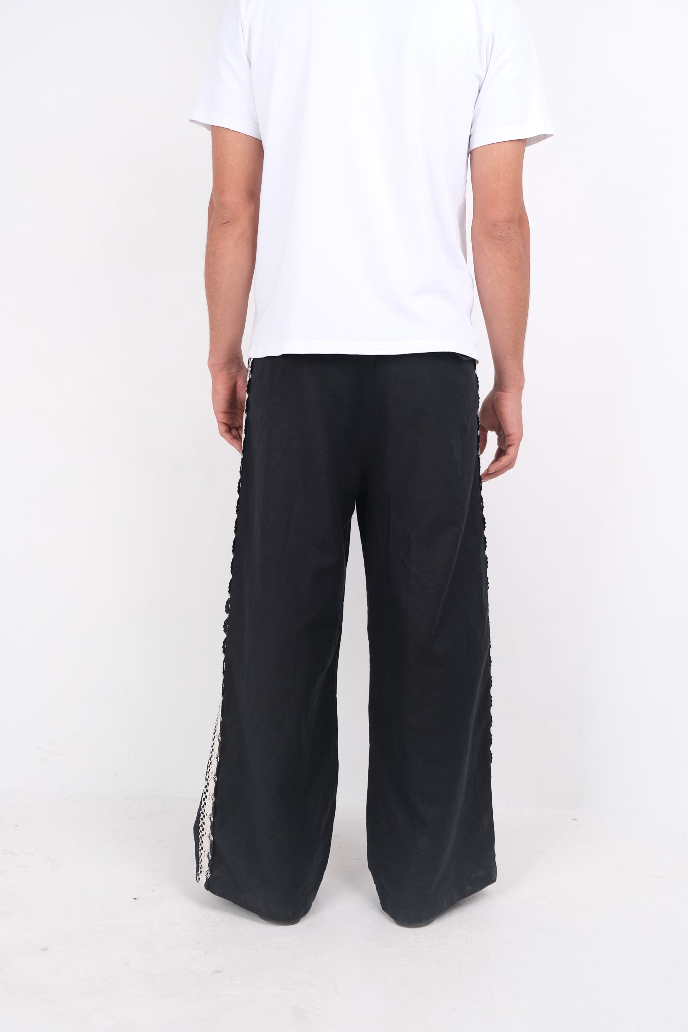 CROCHET TRIM WIDE LEG TROUSERS