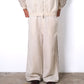 CROCHET TRIM WIDE LEG TROUSERS BEIGE