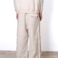 CROCHET TRIM WIDE LEG TROUSERS BEIGE