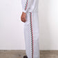 CROCHET TRIM WIDE LEG TROUSERS WHITE