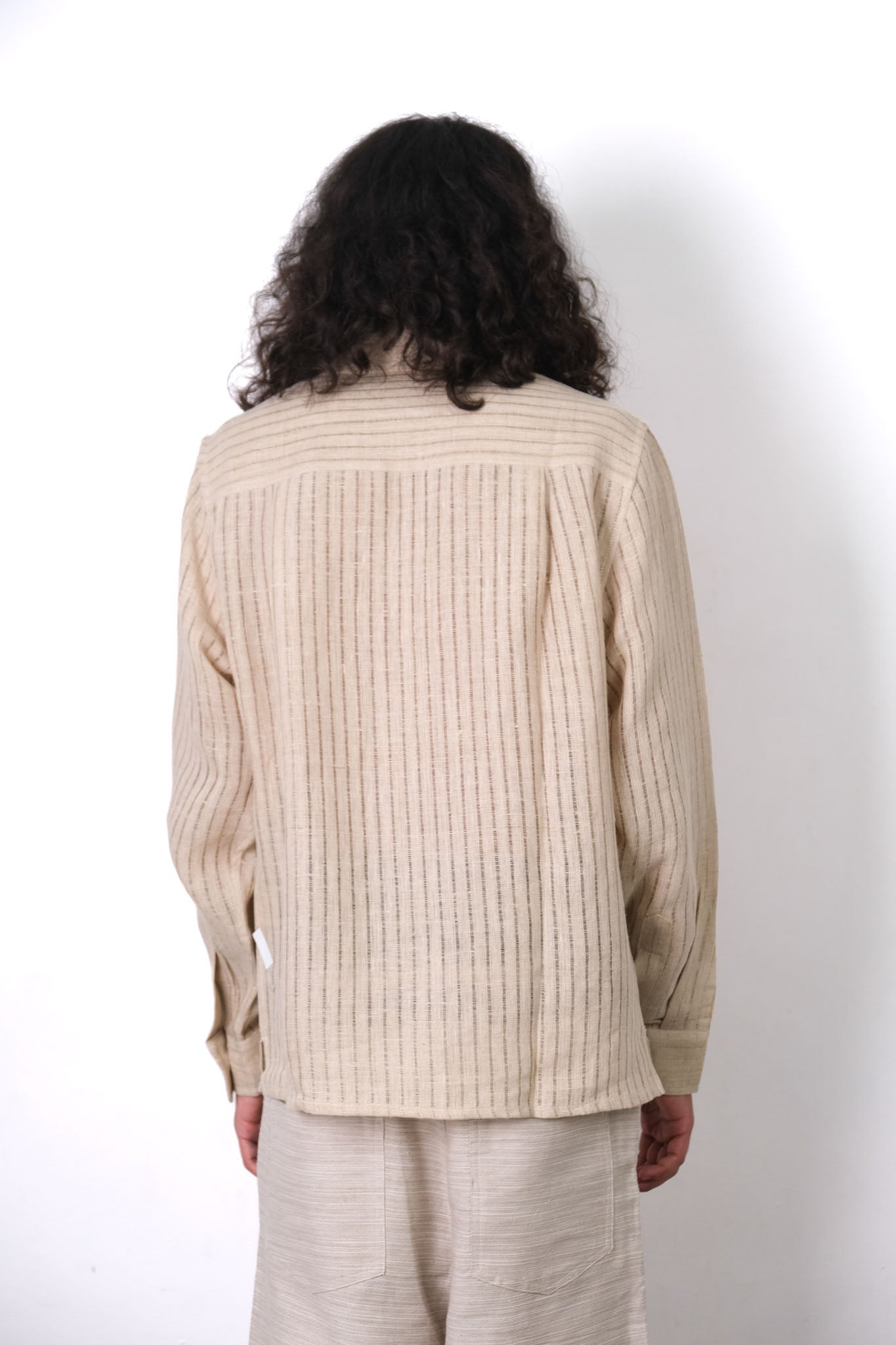 STRIPED WEAVE LINEN SHIRT