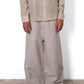 TEXTURED LINEN WIDE LEG TROUSERS
