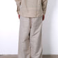 TEXTURED LINEN WIDE LEG TROUSERS