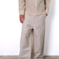TEXTURED LINEN WIDE LEG TROUSERS